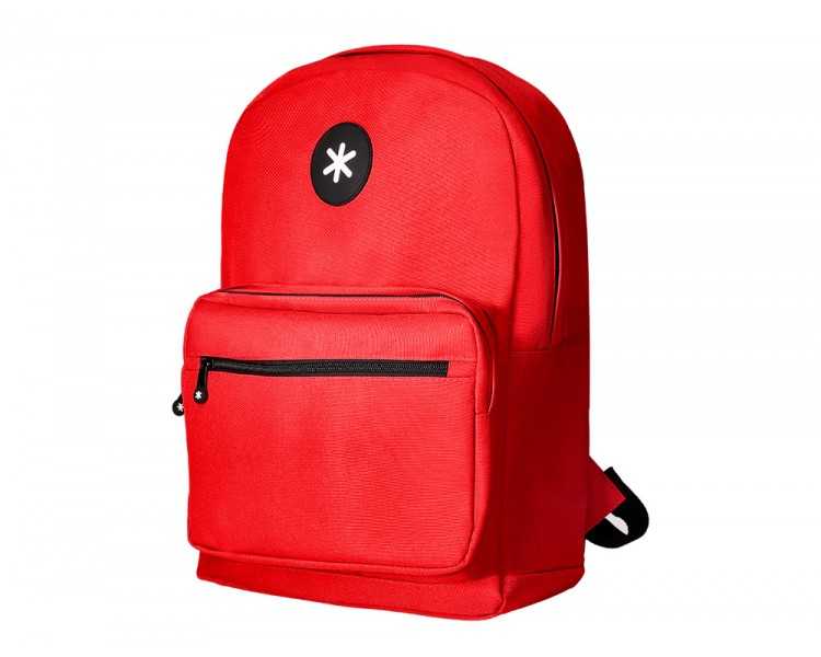 Cartera antartik mochila con asa y bolsillo frontal concremallera color rojo 320x140x430 mm