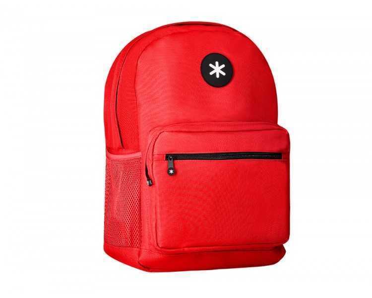 Cartera antartik mochila con asa y bolsillo frontal concremallera color rojo 320x140x430 mm