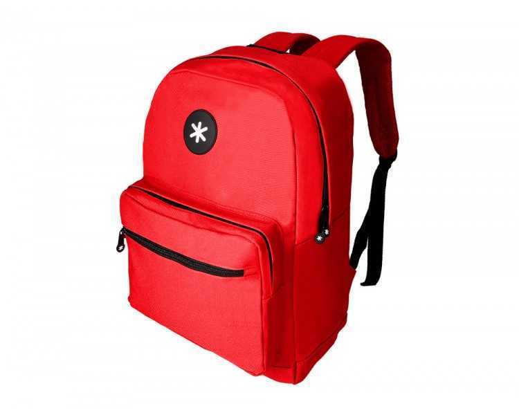 Cartera antartik mochila con asa y bolsillo frontal concremallera color rojo 320x140x430 mm