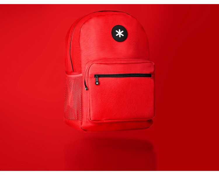 Cartera antartik mochila con asa y bolsillo frontal concremallera color rojo 320x140x430 mm