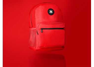 Cartera antartik mochila con asa y bolsillo frontal concremallera color rojo 320x140x430 mm
