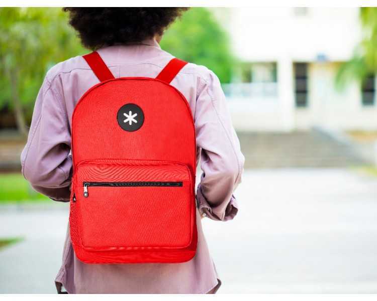 Cartera antartik mochila con asa y bolsillo frontal concremallera color rojo 320x140x430 mm