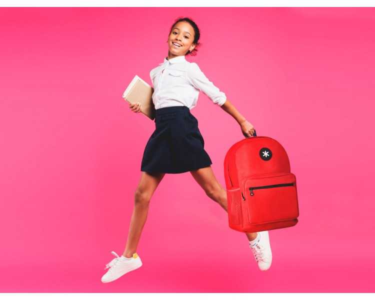 Cartera antartik mochila con asa y bolsillo frontal concremallera color rojo 320x140x430 mm