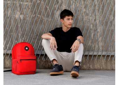 Cartera antartik mochila con asa y bolsillo frontal concremallera color rojo 320x140x430 mm