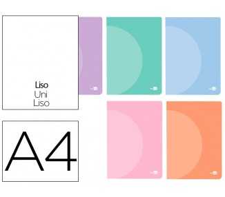 Libreta liderpapel 360 tapa de plastico a4 48 hojas 90g/m2 liso sin margen colores pastel surtidos
