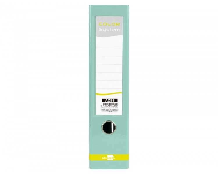 Archivador de palanca liderpapel a4 color system forrado sin rado lomo 80 mm menta compresor metalico