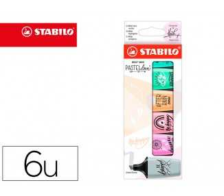 Rotulador stabilo boss mini pastel love estuche de 6 unidades colores surtidos