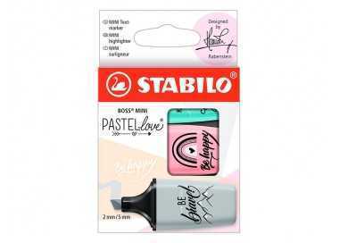 Rotulador stabilo boss mini pastel love estuche de 3 unidades pizca de menta/rubor rosa/toque de turquesa