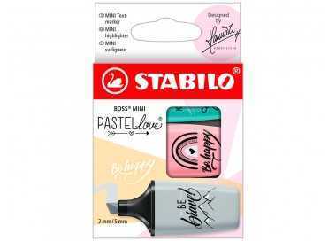 Rotulador stabilo boss mini pastel love estuche de 3 unidades pizca de menta/rubor rosa/toque de turquesa