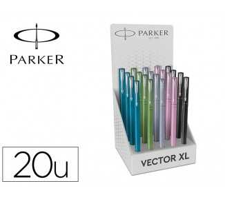 Pluma parker vector xl plumin f expositor de 20 unidades colores surtidos
