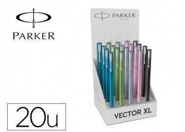 Pluma parker vector xl plumin f expositor de 20 unidades colores surtidos