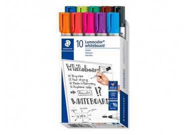 Rotulador staedtler lumocolor 351 para pizarra blanca punta redonda 2 mm recargable caja 10 unidades colores surtidos
