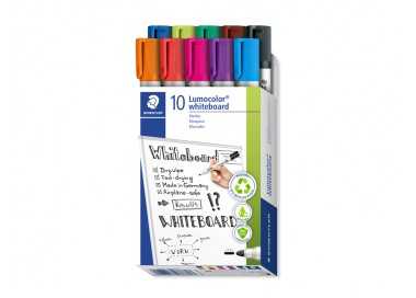 Rotulador staedtler lumocolor 351 para pizarra blanca punta redonda 2 mm recargable caja 10 unidades colores surtidos