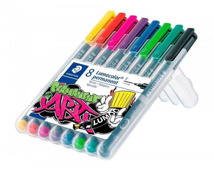 Rotulador staedtler lumocolor retroproyeccion punta de fibra 318 estuche de 8 unidades colores surtidos