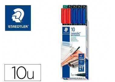 Rotulador staedtler lumocolor retroproyeccion punta de fibra 318 caja de 10 unidades colores surtidos
