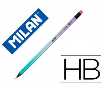 Lapices de grafito milan sunset hb madera negra de tilo con goma de borrar colores surtidos