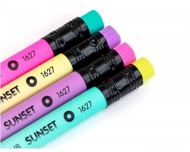 Lapices de grafito milan sunset hb madera negra de tilo con goma de borrar colores surtidos