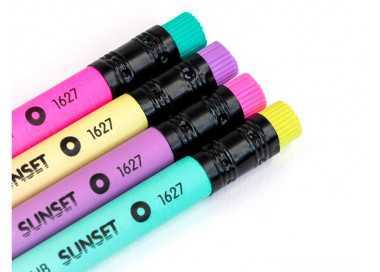 Lapices de grafito milan sunset hb madera negra de tilo con goma de borrar colores surtidos