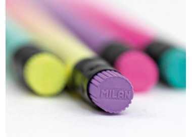Lapices de grafito milan sunset hb madera negra de tilo con goma de borrar colores surtidos