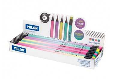 Lapices de grafito milan sunset hb madera negra de tilo con goma de borrar colores surtidos Lapices de grafito milan sunset hb madera negra de tilo con goma de borrar colores surtidos