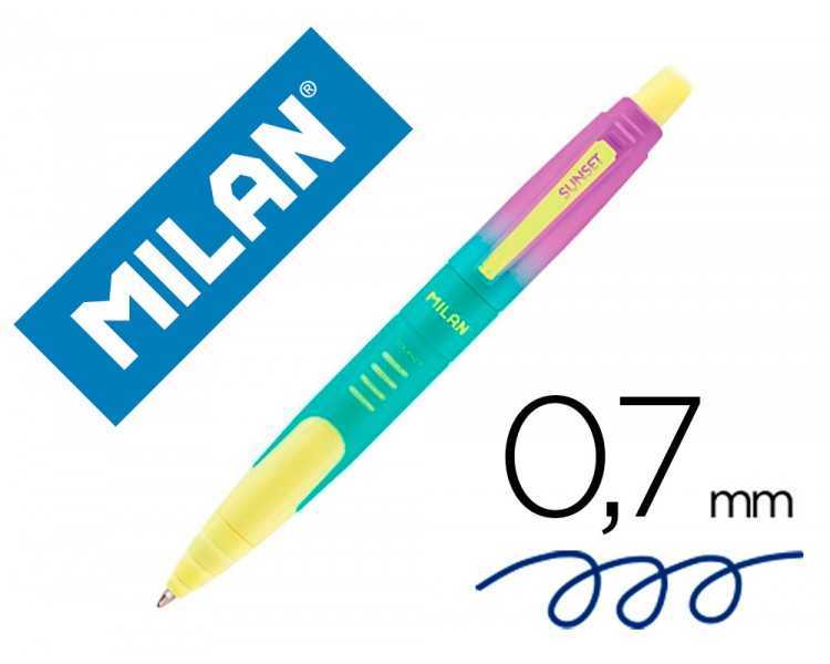 Boligrafo milan compact sunset retractil tinta azul punta 1 mm colores surtidos