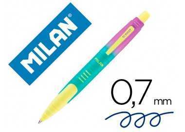Boligrafo milan compact sunset retractil tinta azul punta 1 mm colores surtidos