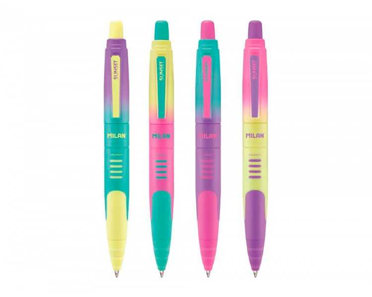 Boligrafo milan compact sunset retractil tinta azul punta 1 mm colores surtidos