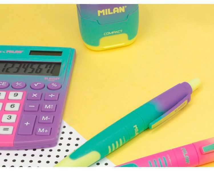 Boligrafo milan compact sunset retractil tinta azul punta 1 mm colores surtidos