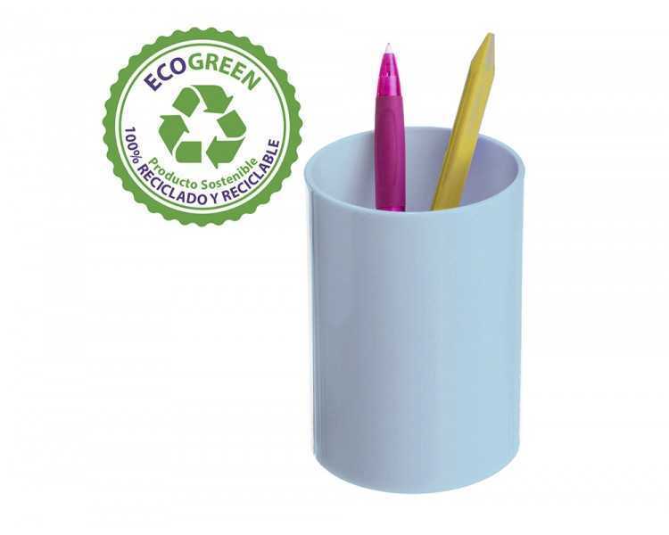 Cubilete portalapices archivo 2000 azul pastel opaco plastico 100% reciclado diametro 75 mm alto 105 mm
