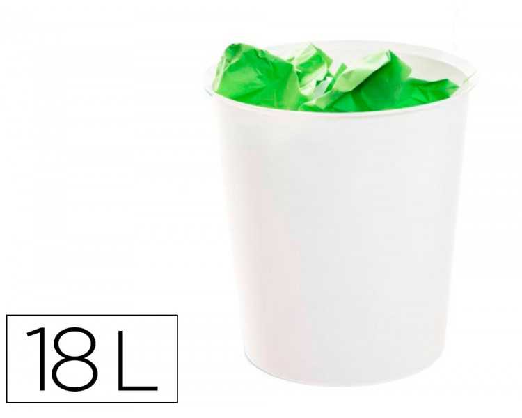 Papelera plastico archivo 2000 ecogreen 100% reciclada 18 litros color blanco pastel