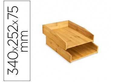 Bandeja sobremesa cep silva bambu lote de 2 unidades 340x252x75 mm