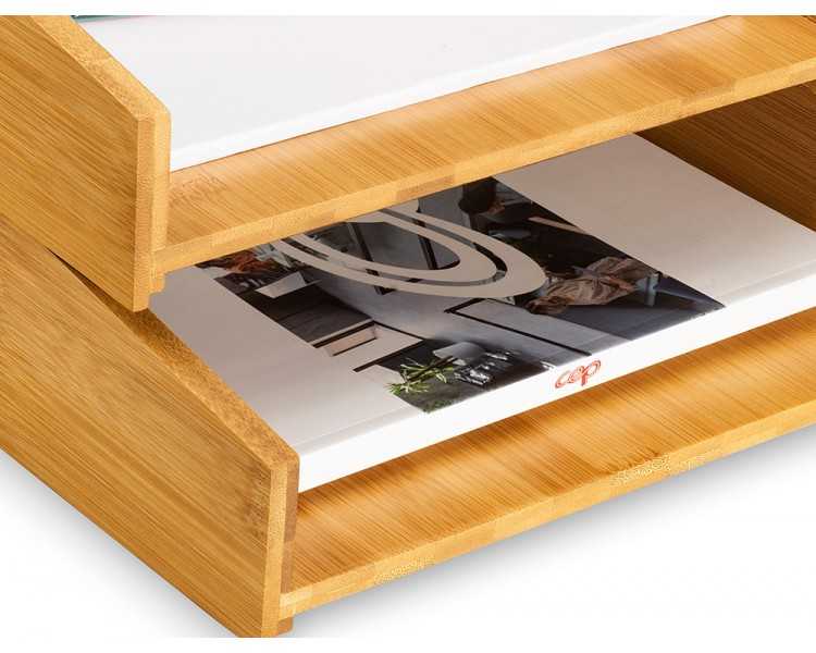 Bandeja sobremesa cep silva bambu lote de 2 unidades 340x252x75 mm
