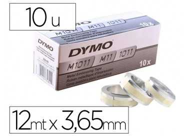 Cinta dymo aluminio con adhesivo 12mm x 3,65mt para rotuladora industrial m1011 caja de 100 unidades