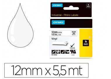 Cinta dymo vinilo blanco 12mm x 5,5mt para etiquetadora rhino