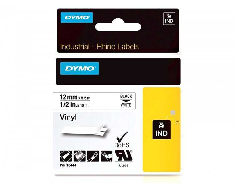 Cinta dymo vinilo blanco 12mm x 5,5mt para etiquetadora rhino