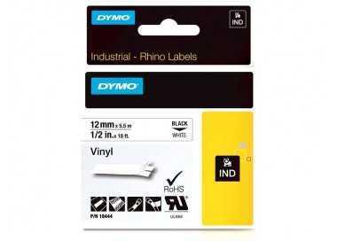 Cinta dymo vinilo blanco 12mm x 5,5mt para etiquetadora rhino