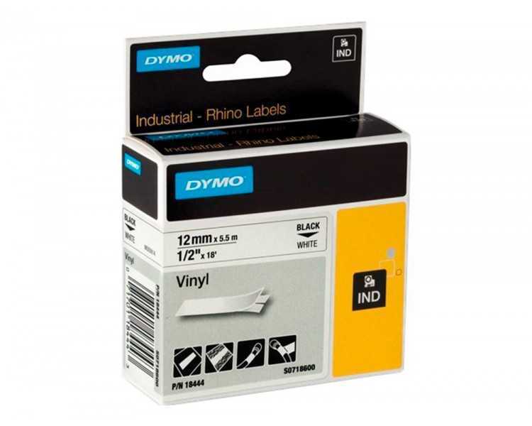 Cinta dymo vinilo blanco 12mm x 5,5mt para etiquetadora rhino