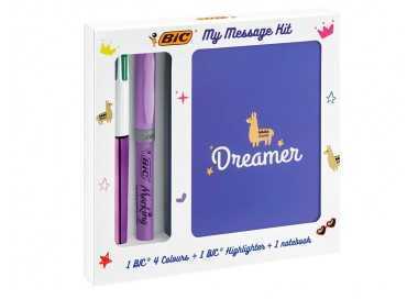 Set escritura bic 1 cuatro colores shine + 1 fluorescente grip pastel + 1 notebook