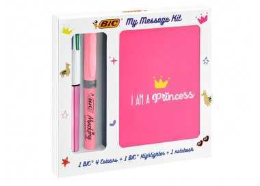 Set escritura bic 1 cuatro colores shine + 1 fluorescente grip pastel + 1 notebook