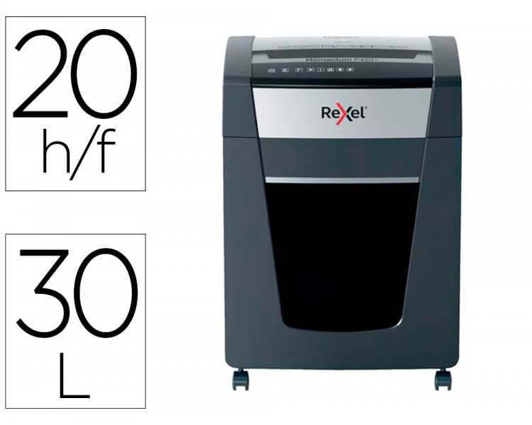 Destructora de documentos rexel momentum extra p420+ capacidad corte 20 h p4 destruye grapas clips cd y