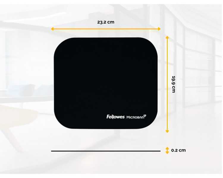 Alfombrilla para raton fellowes con proteccion microban color negro 226x192x3 mm