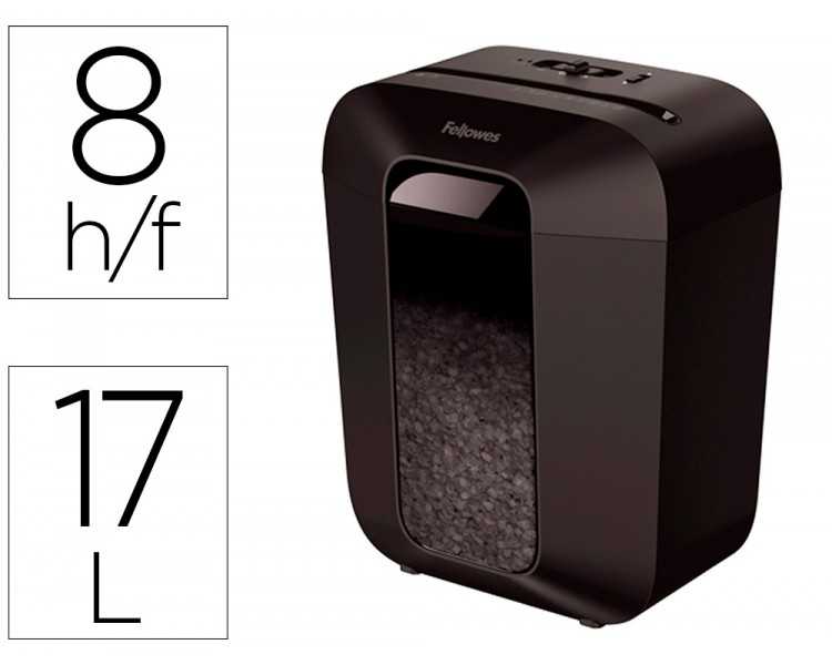 Destructora de documentos fellowes lx-41 capacidad 8h seguridad p4 destruye grapas clips y tarjeta papelera 17 l