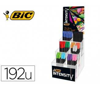Rotulador bic intensity fine punta de fibra 0,4 mm expositor 192 unidades colores surtidos 160x130x345 mm