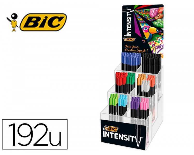 Rotulador bic intensity fine punta de fibra 0,4 mm expositor 192 unidades colores surtidos 160x130x345 mm