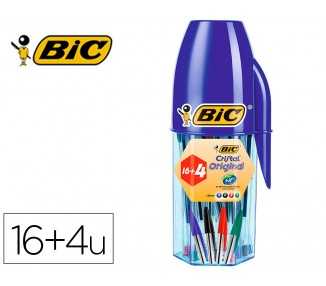 Boligrafo bic cristal mega tubo 16+4 unidades colores surtidos 8 azules / 5 negros / 4 rojos/ 3 verdes