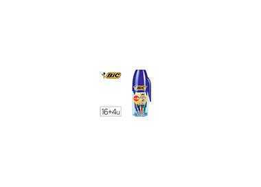Boligrafo bic cristal mega tubo 16+4 unidades colores surtidos 8 azules / 5 negros / 4 rojos/ 3 verdes