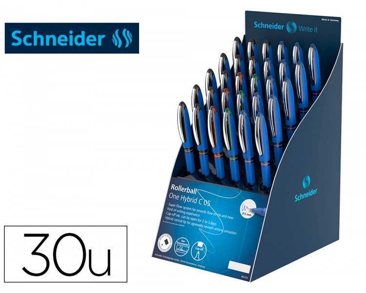 Roller schneider one hybrid punta conica 0,5 mm expositor de 30 unidades colores surtidos 168x315x218 mm