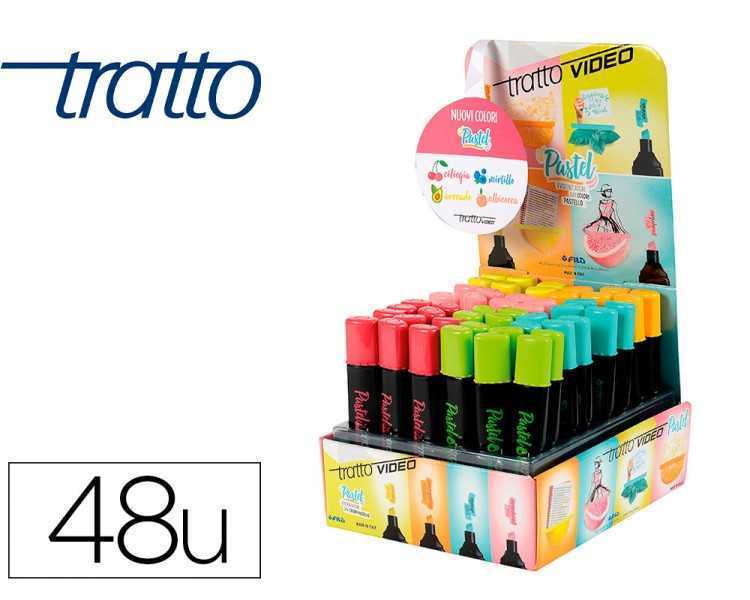 Rotulador tratto video pastel fluorescente expositor de 48 unidades colores surtidos