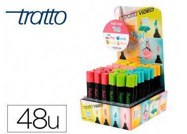 Rotulador tratto video pastel fluorescente expositor de 48 unidades colores surtidos