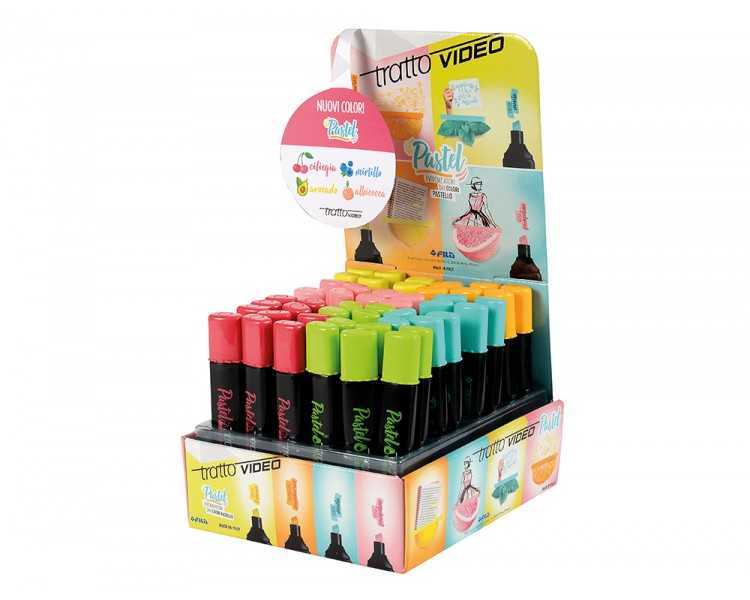 Rotulador tratto video pastel fluorescente expositor de 48 unidades colores surtidos